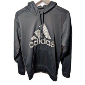 Adidas Men’s Pullover Hoodie Black White Logo Size Medium